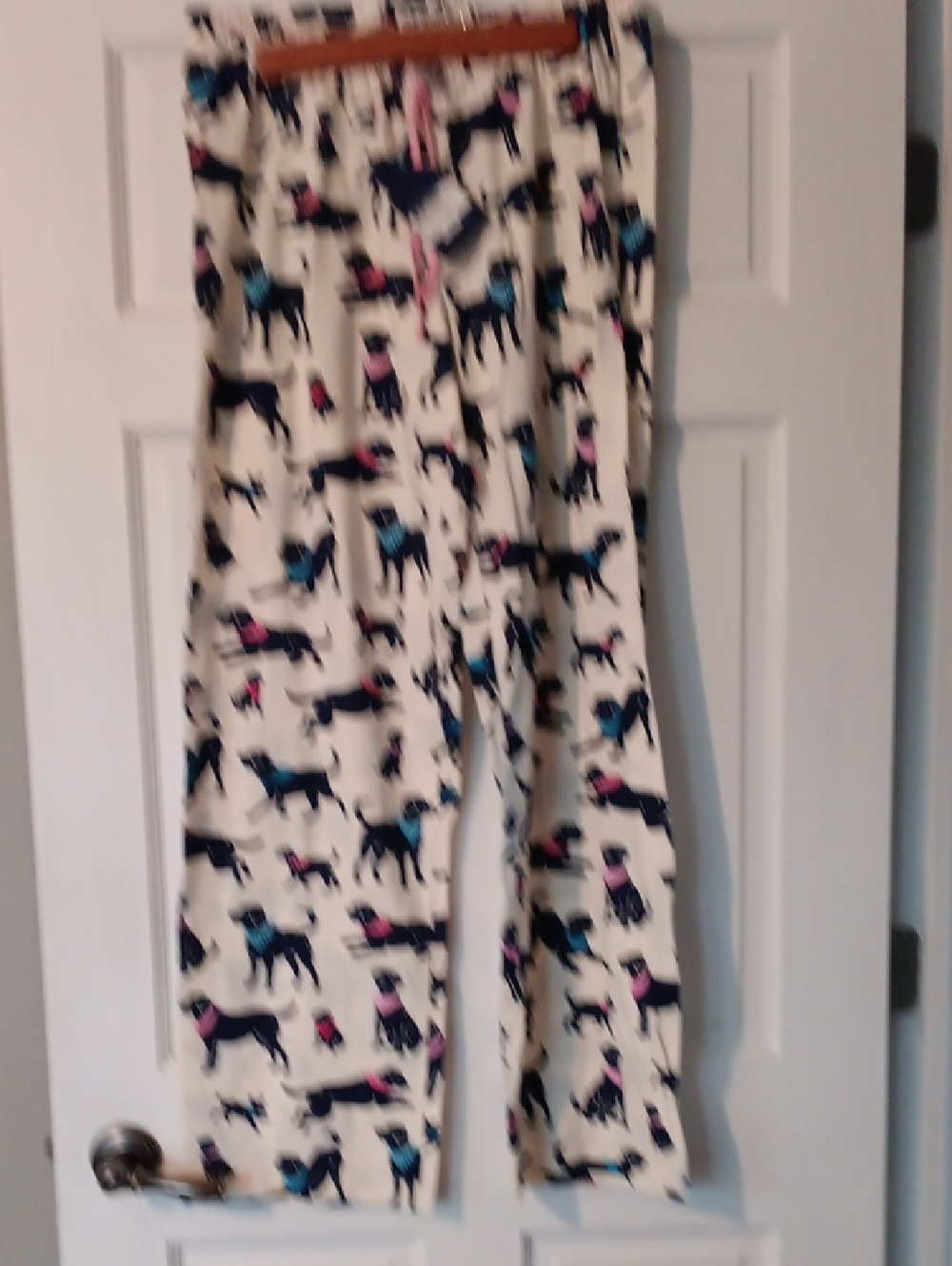 Womens Pajama Pants with Navy Lab Dog Sz L NWT